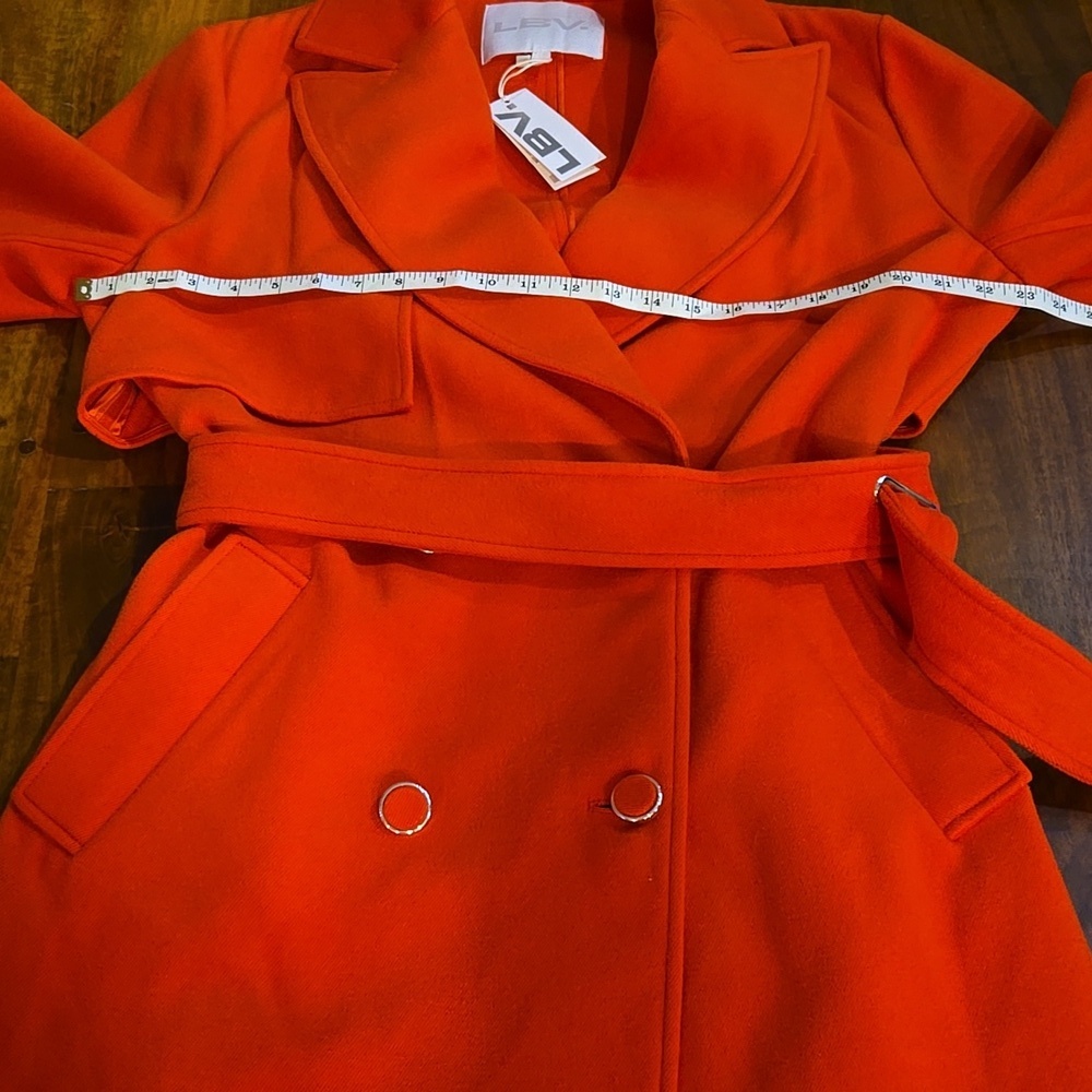 NWT LBV Double Faced Longline Coat In Flame Reddish Orange Size Large - Picture 8 of 14